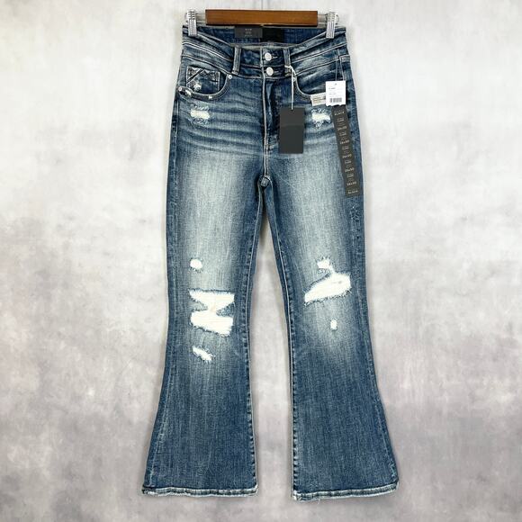 Buckle Black Womens Flare Jeans Size 26x30 Distressed Y2K Stretch Western Indie